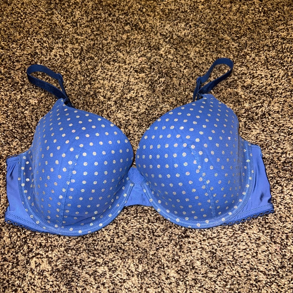 Victoria’s Secret Blue Polka Sot Glitter Demi Bra 36D